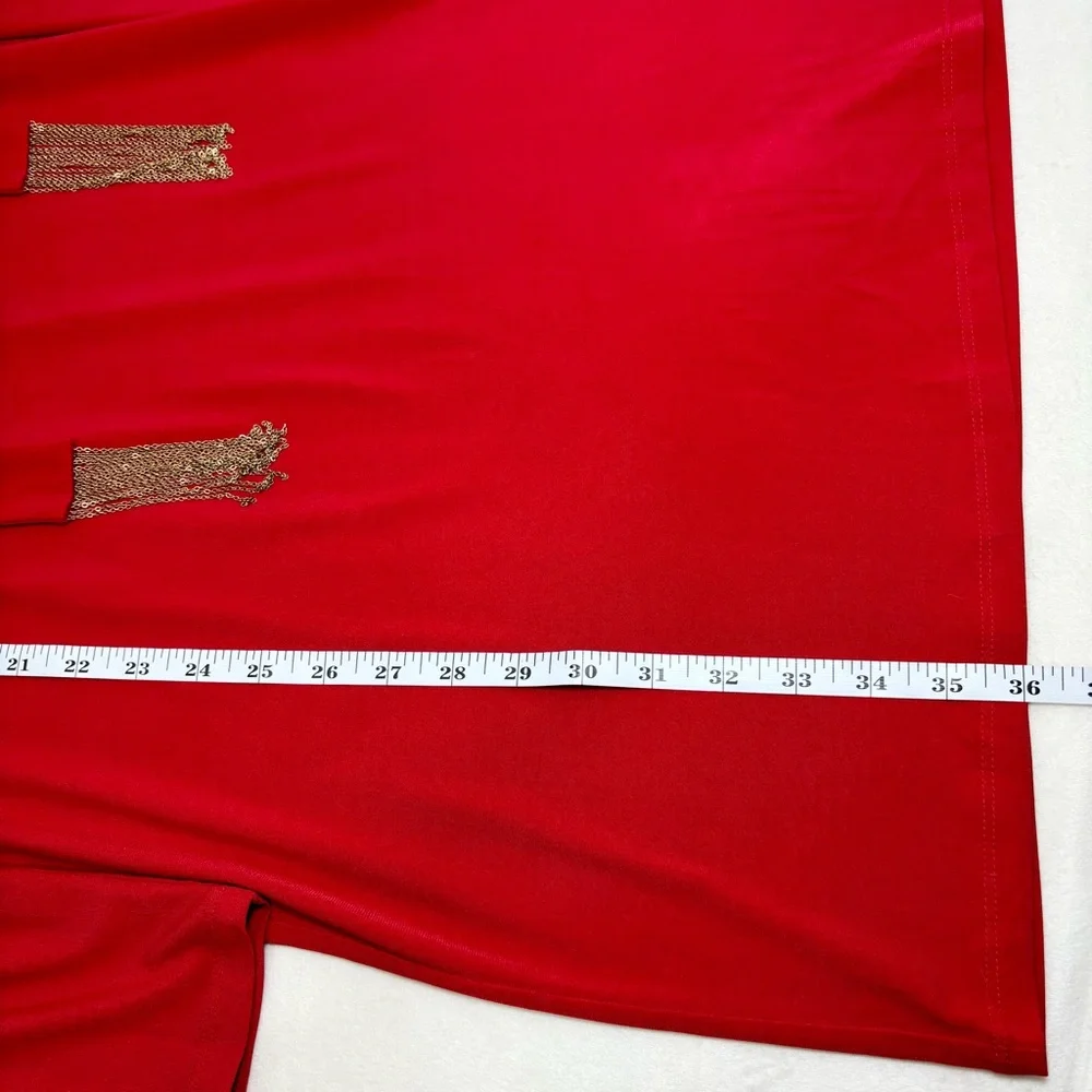 Michael Kors Vibrant Red Stretch‎ Long Sleeve Knee Length Dress Size M
